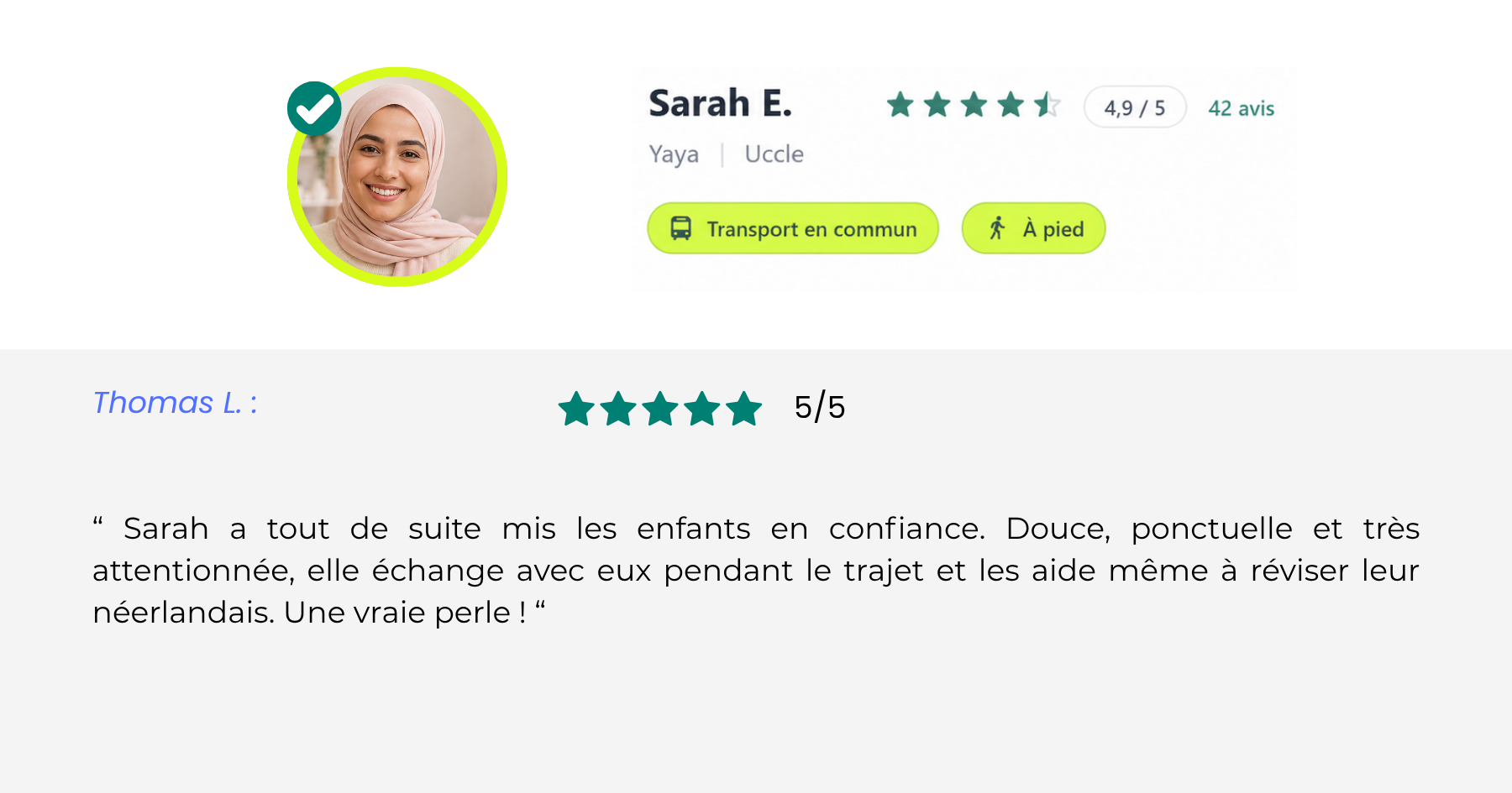 Avis d'un parent sur Sarah E., Yaya à Uccle : 5/5